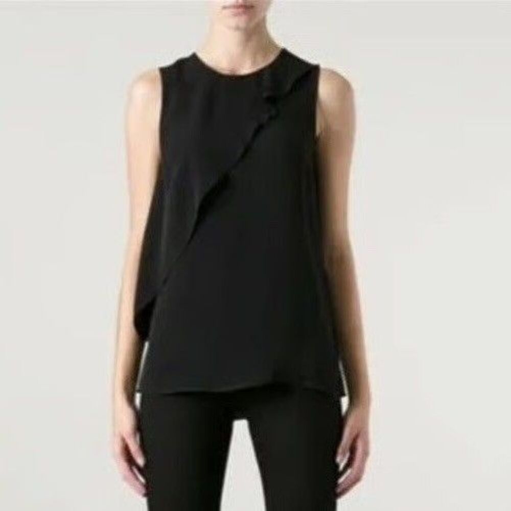 THEORY Luxury Black 100 Silk Sleeveless Tank Top S